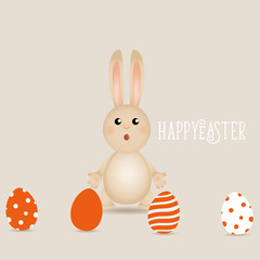 Happy easter background design. Happy easter cards with Easter bunnies and Easter eggs. Vector illustration