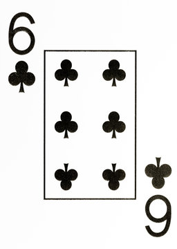 large index playing card 6 of clubs