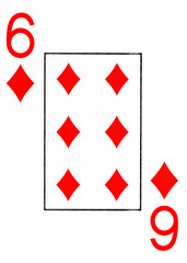 large index playing card 6 of diamonds