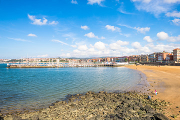 The beach and the marina of the town Las Arenas. The Playa de Las Arenas is situated in the estuary...