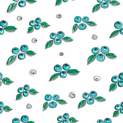 Seamless pattern with blueberry for textile and print.