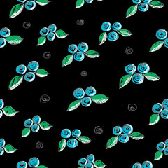 Seamless pattern with blueberry for textile and print.