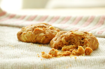 cereal butter cookie bite on cloth
