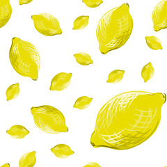 Seamless pattern with lemon for textile and print. Summer colorful tropical textile print.
