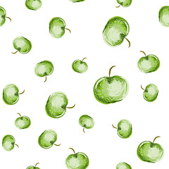 Seamless pattern with apple for textile and print. Summer colorful tropical textile print.