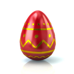 3d illustration of red and golden easter egg isolated on white background