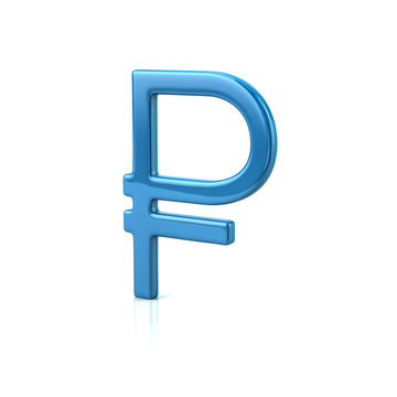 Blue russian ruble symbol