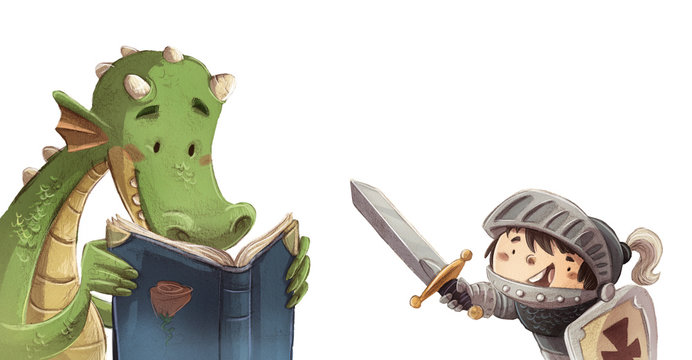 dragon y caballero con cuento