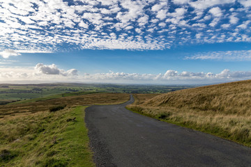 Yorkshire Dales landscape and the B6270 road, between Nateby and Birkdale, Cumbria, UK