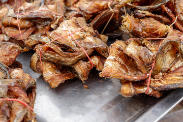Dried fish in the market at Thailand.