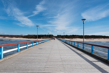 Footbridge in Baltic sea, Palanga, Lithuania.