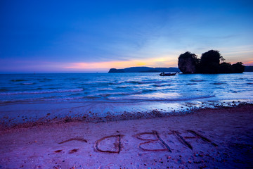 Happy birthday evening at the Andaman Sea, Ao Nang. Krabi, Thailand