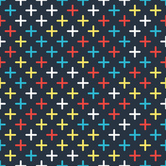 Seamless pattern with colored crosses