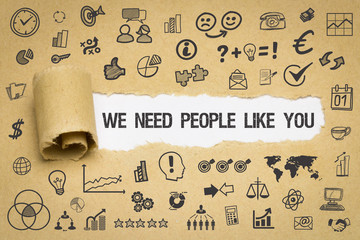 We need people like you / Papier mit Symbole