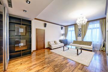 Russia, Moscow region - interior design living room in luxury new apartment
