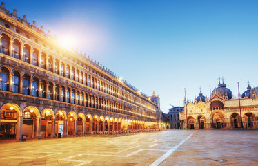 Obraz premium The night scene of San Marco square, Venice Italy