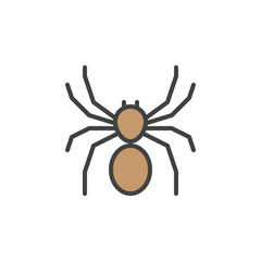 Spider line icon, filled outline vector sign, linear colorful pictogram isolated on white. Symbol, logo illustration. Editable stroke. Pixel perfect