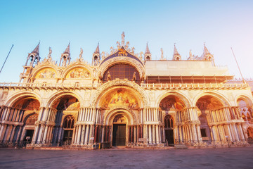 The night scene of San Marco square, Venice Italy