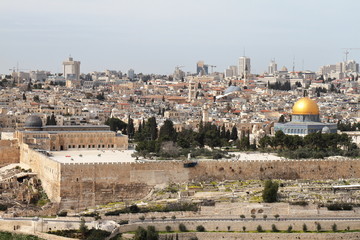 Fototapeta na wymiar View of Jerusalem from the Mount Of Olives - Israel