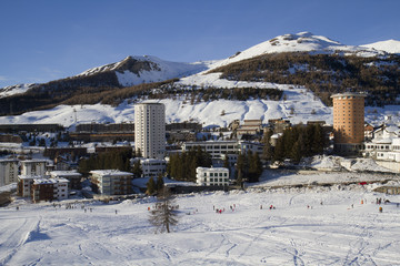 Landscape of Sestriere in winter - Turin Italy