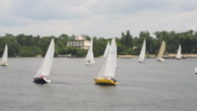 Competitions yacht regatta on blurred