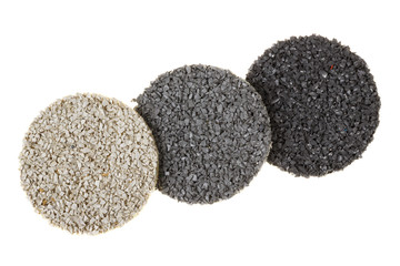 Three grey colored rubber floor samples