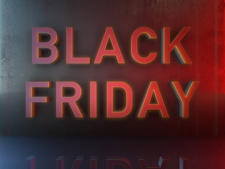 Obraz premium Black friday text on dark wall 3D render
