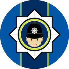 Cute Cartoon British Police Officer