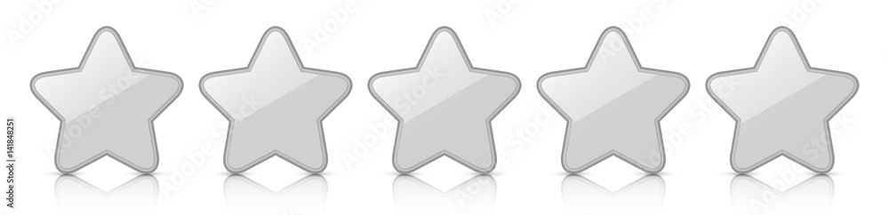 Poster silver five star icon rating with reflection isolated on white background. vector illustration. eps1