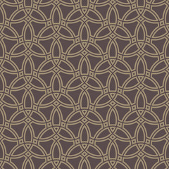 Seamless ornament. Modern geometric pattern with repeating golden wavy lines