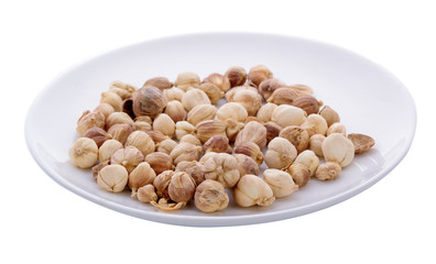 Siam Cardamom in white plate isolated on white background.