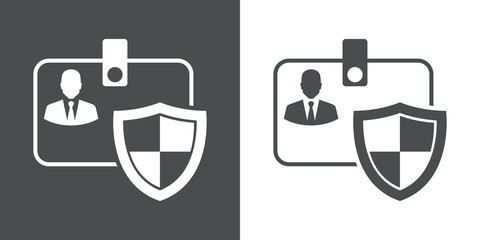 Icono plano identificacion horizontal con escudo gris y blanco