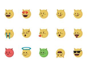 Set of  cat emoticon 