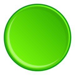 Green round button icon, cartoon style