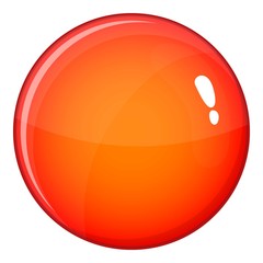 Round red button icon, cartoon style