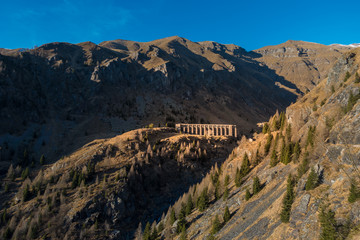 Diga del Gleno abandoned dam on the mountains of Italy