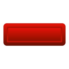 Red rectangle button icon, flat style