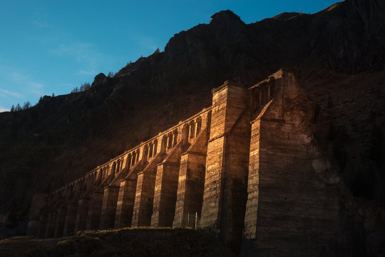 Diga del Gleno abandoned dam on the mountains of Italy
