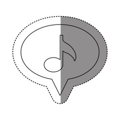 sticker of monochrome contour of oval speech with musical note icon vector illustration