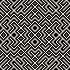 Geometric Ethnic Background with Symmetric Lines Lattice. Vector Abstract Seamless Pattern.