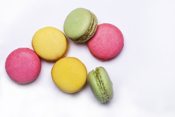colorful macaron, tasty cookies isolated on white background