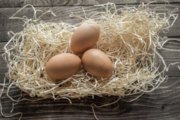 eggs on a wooden background