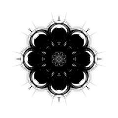 Element in the form of a stylized flower with a grunge effect to create patterns. Spot for the background.