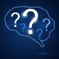 Obraz na płótnie Canvas Human Brain Shape with Question Mark
