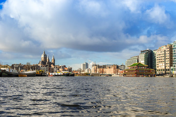 Fototapeta premium Amsterdam canals, bridges and houses