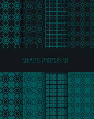 Stylish seamless pattern set. Decorative line tile backgrounds. Vector illustration