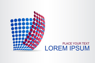 Logo stylized spherical surface with abstract shapes