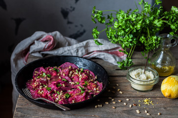 Beet Ravioli with Browned Butter