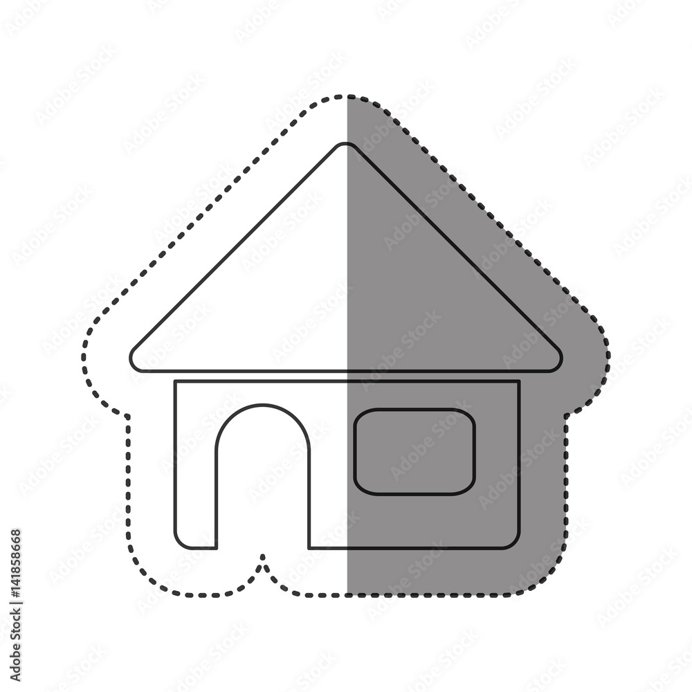 Wall mural sticker of monochrome contour of house in white background vector illustration