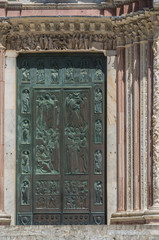 Siena Cathedral is a medieval structure completed in the 13 century and is currently dedicated to the Assumption of  Mary